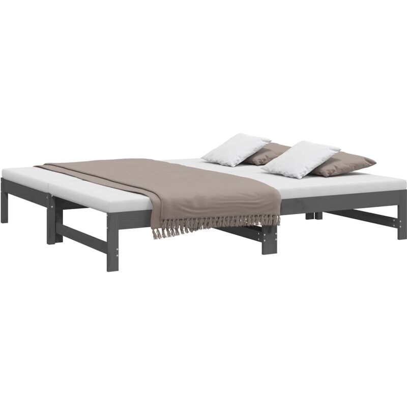 Lit coulissant sans matelas gris 2x(90x190) cm vidaXL