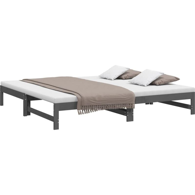 Lit coulissant sans matelas gris 2x(100x200) cm Vidaxl