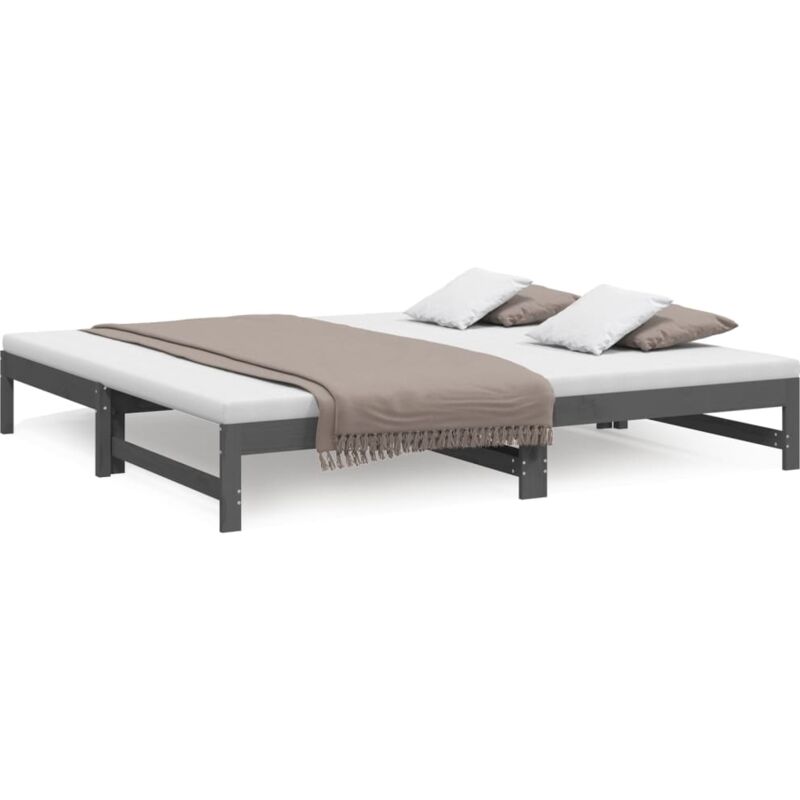 Vidaxl - Lit coulissant Gris 2x(90x200) cm Bois de pin massif