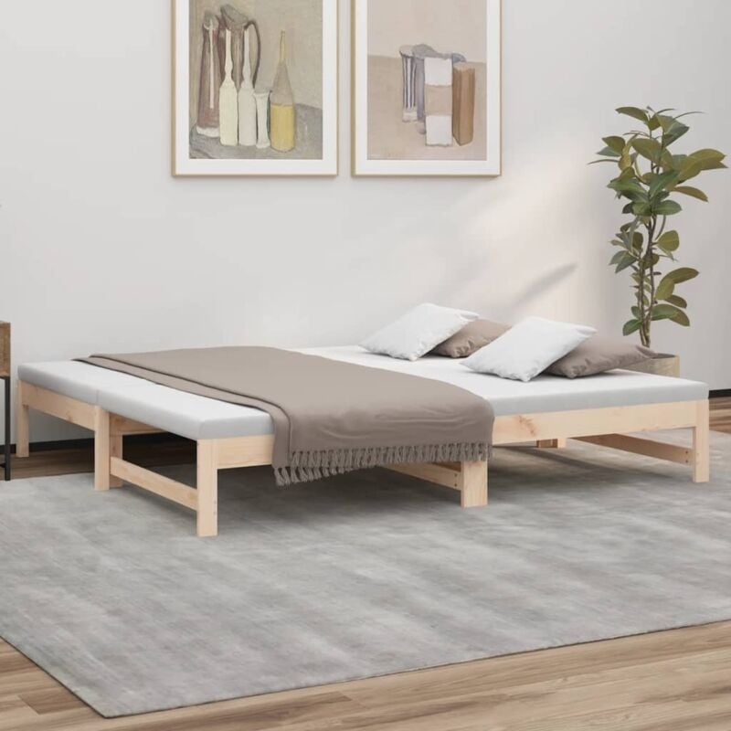 Lit coulissant sans matelas 2x(90x190) cm Bois de pin massif Vidaxl