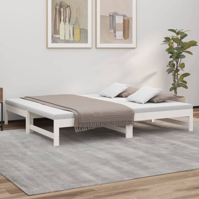 Vidaxl - Lit coulissant sans matelas blanc 2x(75x190) cm