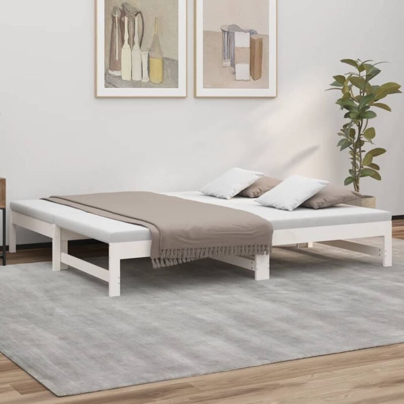 Lit coulissant sans matelas blanc 2x(90x190) cm Vidaxl