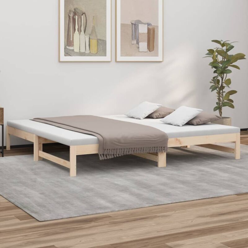 Lit coulissant sans matelas 2x(100x200) cm bois de pin massif Vidaxl