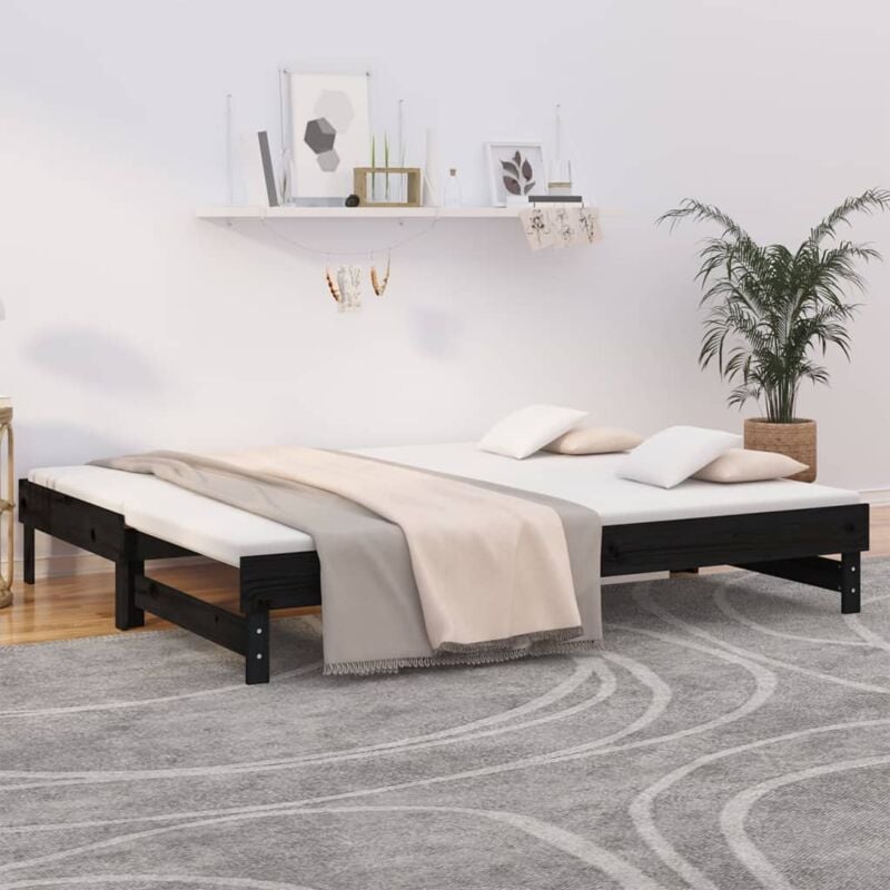 Lit coulissant sans matelas noir 2x(90x200) cm vidaXL