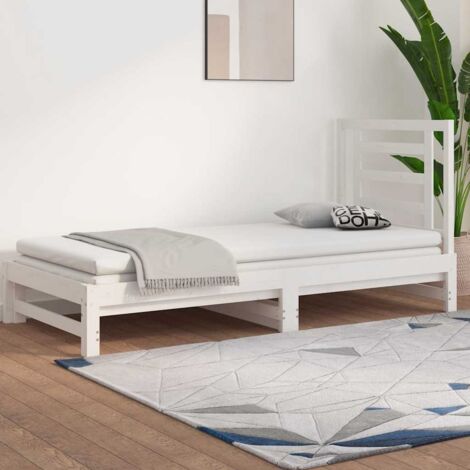 Lit coulissant Lit Adulte Lit gigogne Blanc 2x(90x200) cm Bois de pin massif XZZZ307649