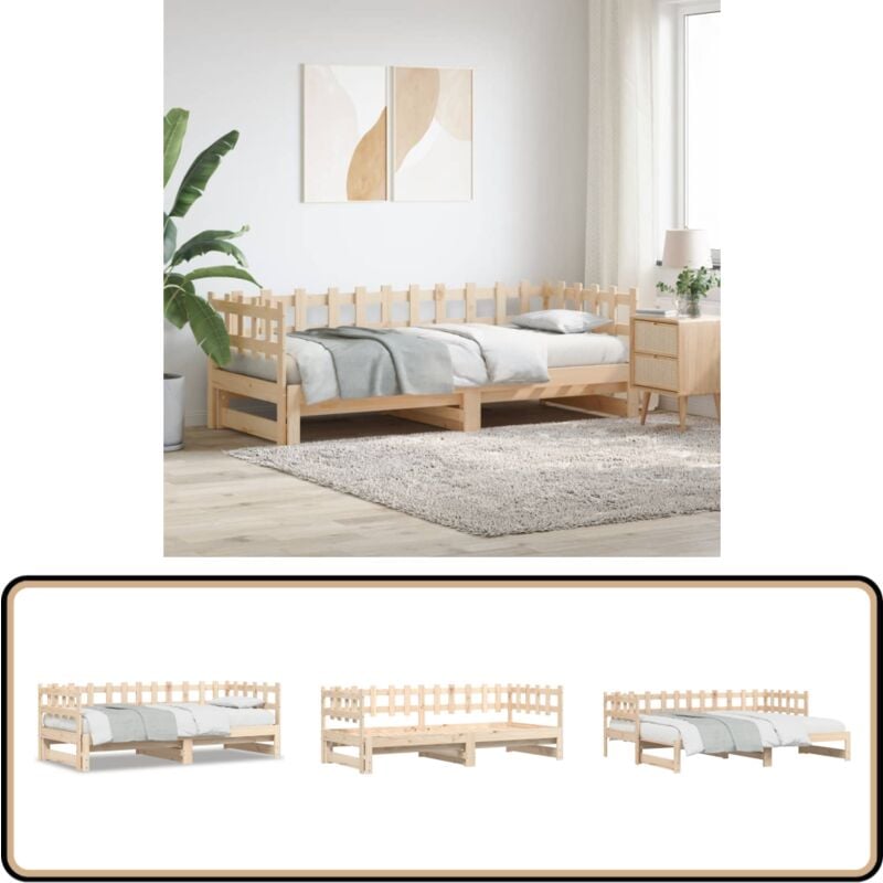 Vidaxl - Lit coulissant sans matelas 2x(90x190) cm Bois massif - Lit Convertible - Canapé Lit - Lit Invité - Lit Tiroir - Meuble Multifonction