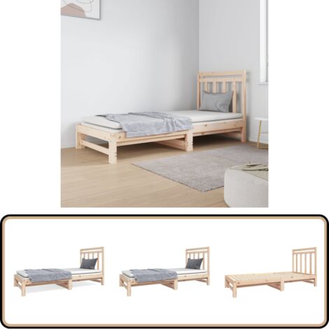 Lit coulissant sans matelas 2x(90x190) cm - Lit De Jour - Canapé-lit - Lit Invité - Lit Pliable - Meuble Multifonction