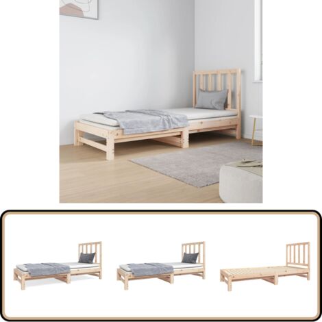 Lit coulissant sans matelas 2x(90x190) cm - Lit De Jour - Canapé-lit - Lit Invité - Lit Pliable - Meuble Multifonction