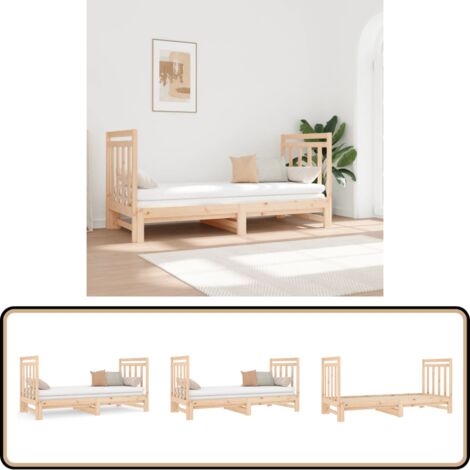 Lit coulissant sans matelas 2x(90x190) cm - Lit De Jour - Canapé-lit - Lit Invité - Lit Pliable - Meuble Multifonctionnel