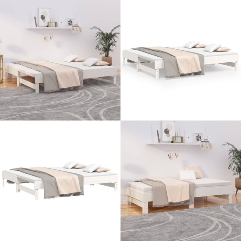 Vidaxl - Lit coulissant sans matelas blanc 2x(75x190) cm - Lit De Jour - Canapé-lit - Lit D'appoint - Lit Pliable - Meuble Multifonction - Home &