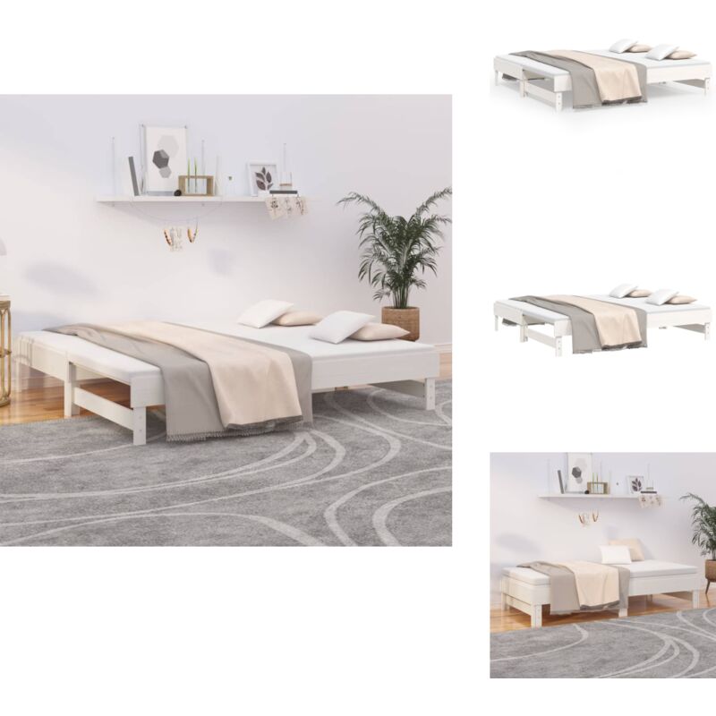 Vidaxl - Lit coulissant sans matelas blanc 2x(75x190) cm - Lit De Jour - Canapé-lit - Lit D'appoint - Lit Pliable - Meuble Multifonction