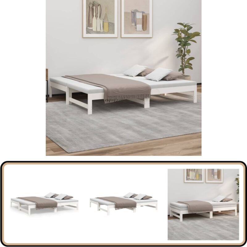 Vidaxl - Lit coulissant sans matelas blanc 2x(75x190) cm - Lit De Jour - Canapé-lit - Lit D'appoint - Lit Pliable - Meuble Multifonctionnel