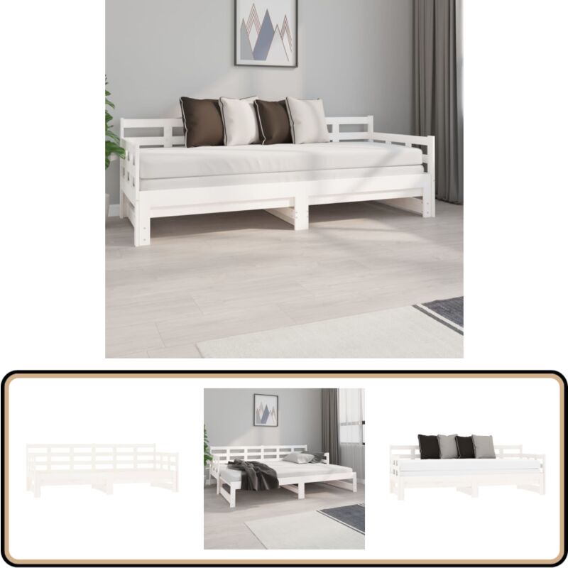Vidaxl - Lit coulissant sans matelas blanc 2x(80x200)cm - Lit Coulissant - Lit Plateforme - Lit Convertible - Meuble Multifonction - Canapé Lit