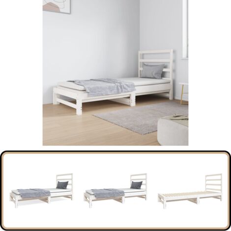 Lit coulissant sans matelas blanc 2x(90x190) cm - Lit Convertible - Canapé Lit - Lit De Jour - Meuble Multifonction - Lit Design