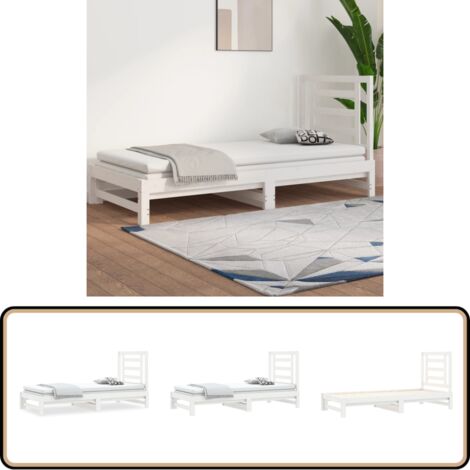 Lit coulissant sans matelas blanc 2x(90x190) cm - Lit De Jour - Canapé-lit - Lit Invité - Lit Pliable - Meuble Multifonctionnel