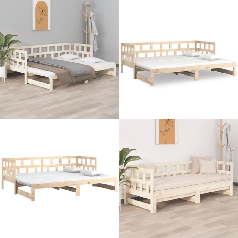Lit coulissant sans matelas bois de pin massif 2x(90x200) cm - Lit De Jour - Canapé-lit - Lit D'appoint - Meuble Chambre à Coucher - Lit Double