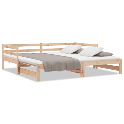 Lit coulissant，Lit Adulte，Lit gigognet Bois de pin massif 2x(90x200) cm635118