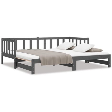 Lit coulissant，Lit Adulte，Lit gigognet Gris 2x(90x190) cm Bois de pin massif517519
