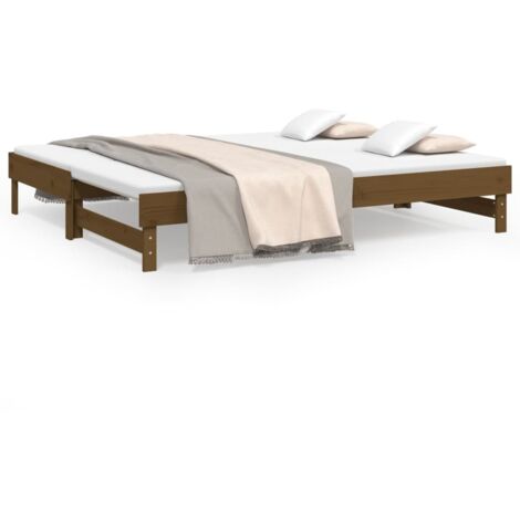 Lit coulissant,Lit Adulte,Lit gigognet Marron miel 2x(100x200) cm Bois de pin solide245074