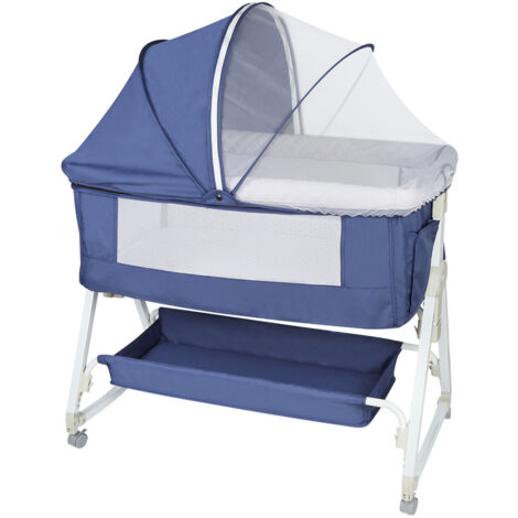 Lit d'appoint 3 en1 Lits de bébé-Lit Bébé Berceau Cododo pour Bébé 0-36 Mois-bleu marine
