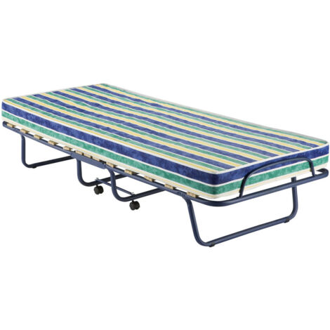 Lit d'appoint pliant 190 x 80 cm – Matelas en mousse de polyuréthane 8 cm – 4 roues pour déplacement facile – Pieds repliables – Veraflex