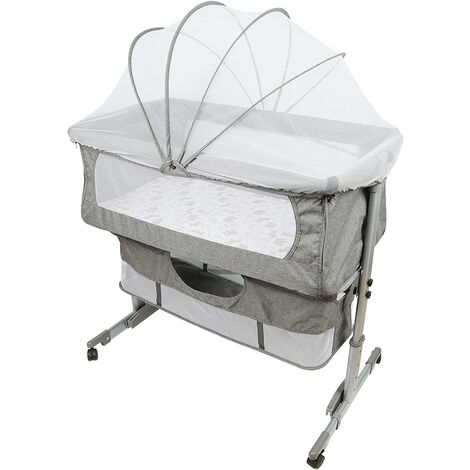 Lit de bébé Portable Hauteur Réglables et Chambre  Multifonctionnel européen,Lit parapluie,92 x 58 x 70-90cm,gris foncé