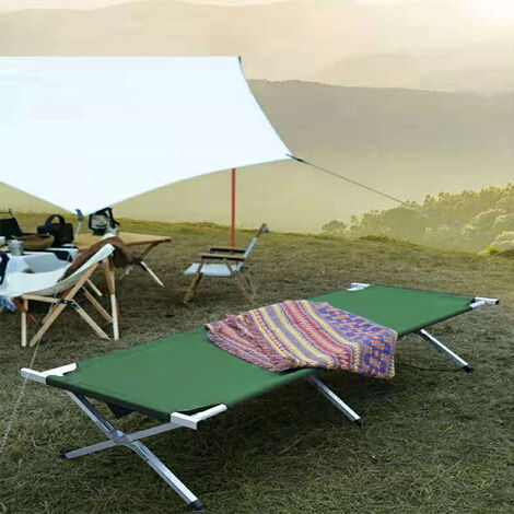 Lit de camp lit d'appoint pliable 190*62*42 cm avec sac de transport polyester oxford métal gris neuf