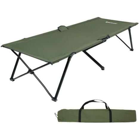 Lit de camp Lit d'appoint Pliant Solide Confortable Pour les activités en plein air Camping Randonnée Charge max 240kg 210 x 72cm Noir/Vert/Bleu