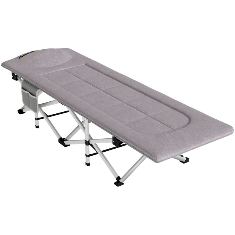 Outsunny - Lit de camp pliable avec matelas et sac de transport gris