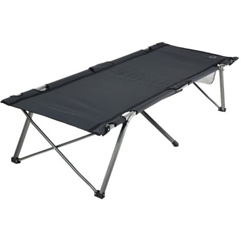 Lit de camp pliable - O'camp - Avec housse de transport - Noir - Dimensions 207 x 75 x 50 cm