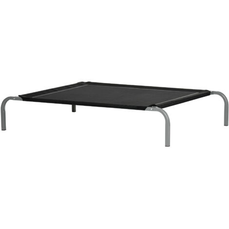 Lit de camp pour chien et chat XL confortable 110x75x20 cm textilène micro-perforé noir