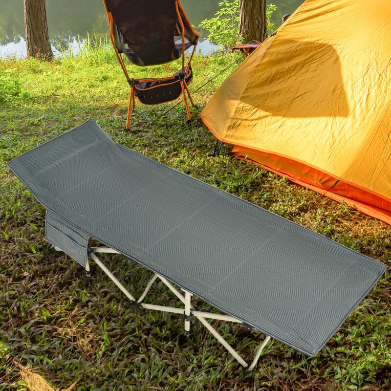 Lit de camping pliable charge jusqu'à 400 kg lit de voyage à pliage rapide avec sac de transport lit de couchage intérieur et extérieur design in