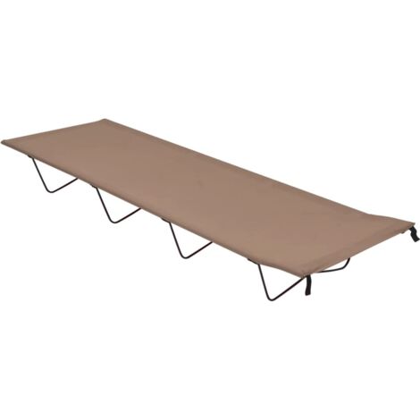 Lit de camping Relax  Transat de jardin  Chaise longue pliable 180x60x19 cm Tissu Oxford et acier Taupe -FR49687