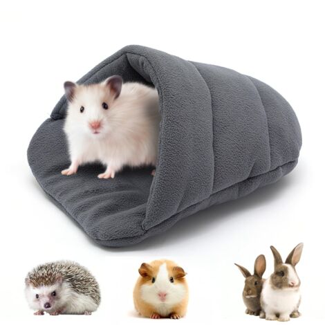 Lit de Cochon d'Inde Lit de Hamster Sac de Couchage Grotte Nid Coussin doux Chauds Maison de Cochon d'Inde Animal de Compagnie Hiver Literie Cage Accessoires pour Petit Animal Écureuil (Gris Foncé)