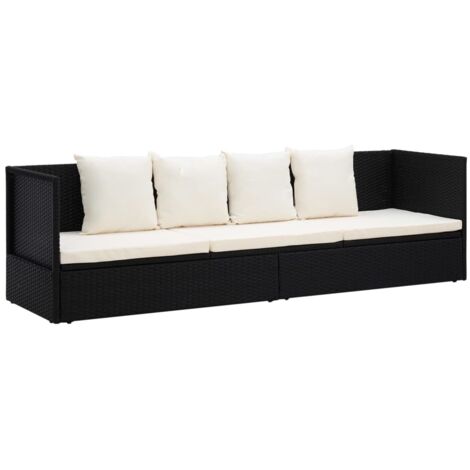 Canapé De Jardin 2 Places En Résine Tressée Noir - Sans Coussins, Design Modulaire, Résistant Aux Intempéries - 9
