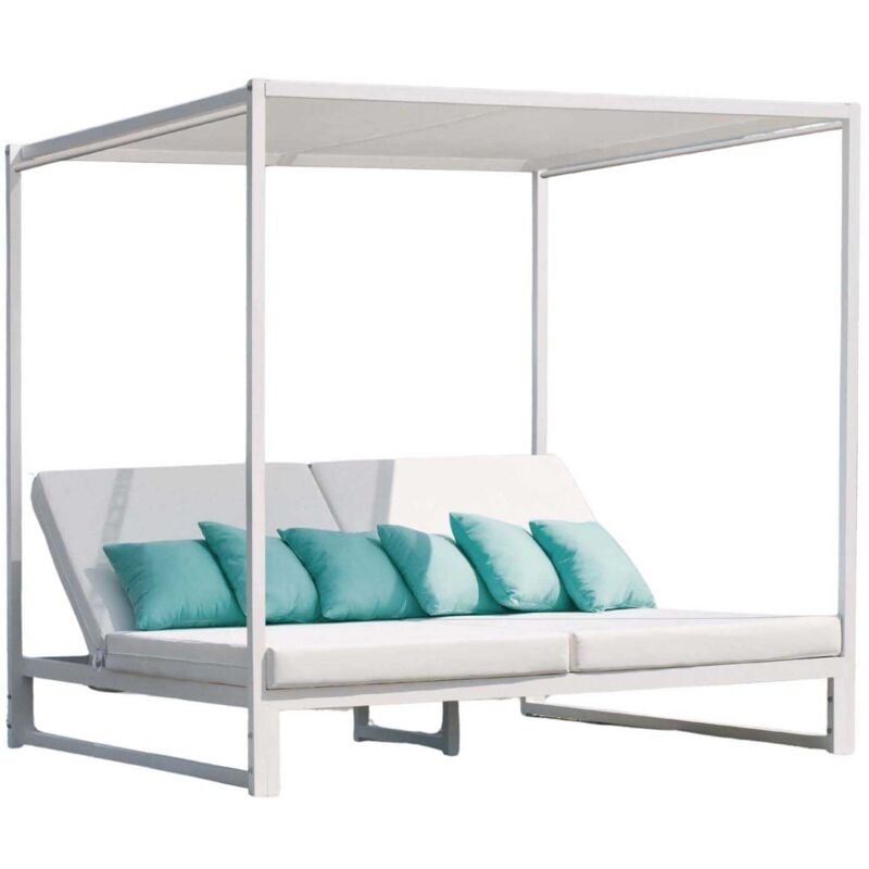 Hevea - Lit de jardin balinaise 2 places en aluminium Texas