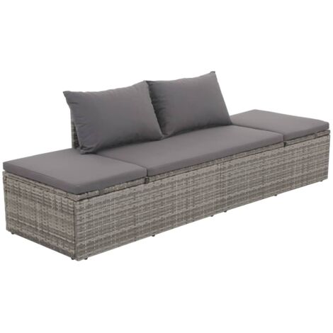 Lit de Jardin Résine Tressée Meuble de Terrasse Extérieur Multicolore vidaXL