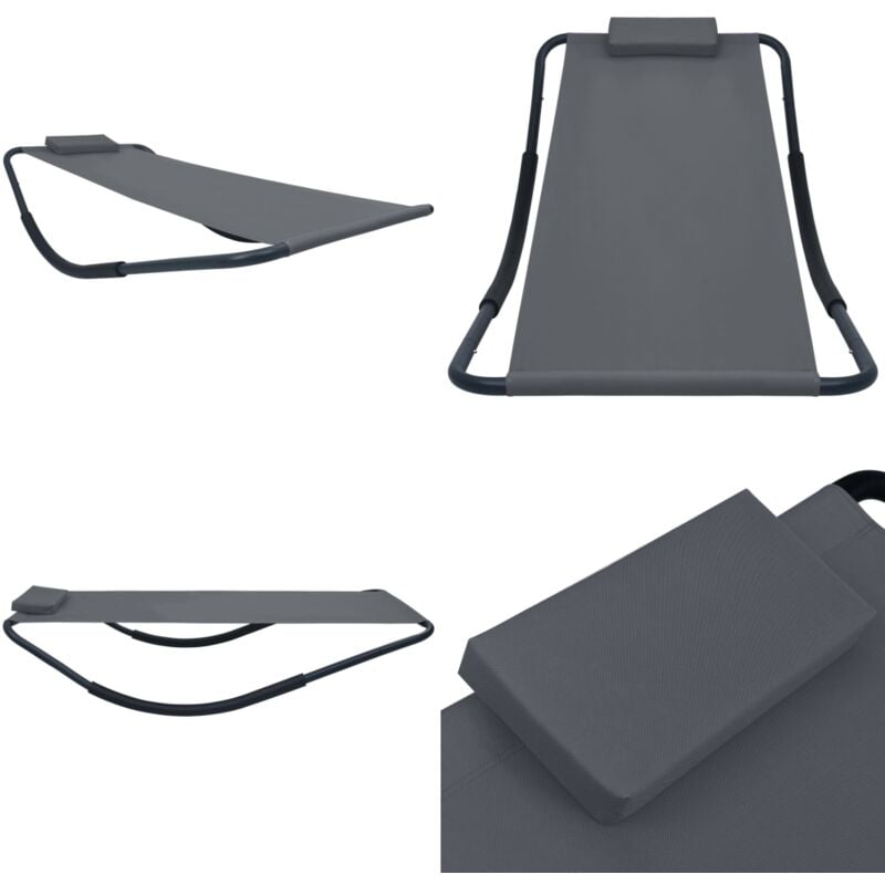 Lit de jardin Gris 200x90 cm Acier - chaise longue - chaises longues - Home & Living - Gris