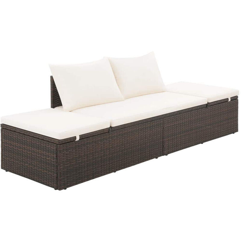 Lit de jardin Marron 195x60 cm Resine tressee