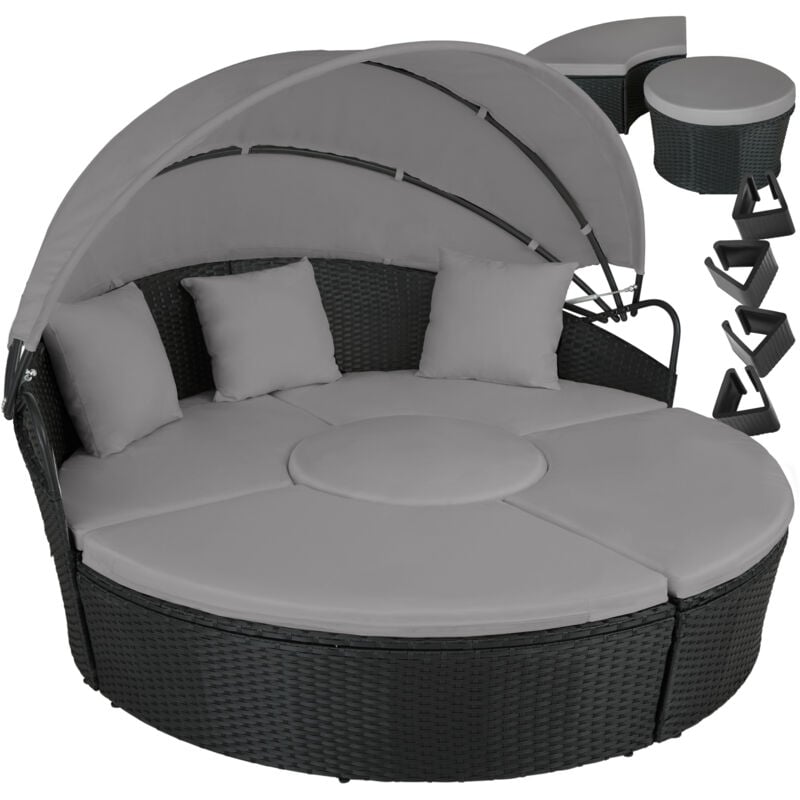 Bain de soleil rond modulable santorin - noir/gris