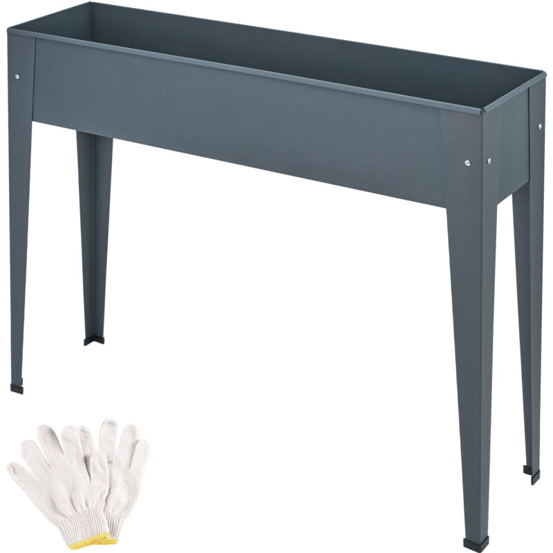 Tectake - Carré Potager sur pied en Acier lâqué époxy 98,5 x 26 x 82,5 cm - gris anthracite