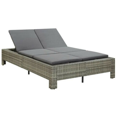 Lit de jardin tissu et résine tressée gris Daget