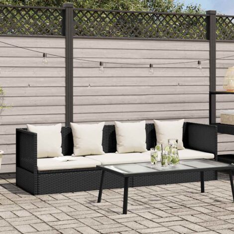 Lit de jardin，Transat, bain de soleil, chaise longue avec coussin et oreillers Résine tressée Noir XZZZ564340