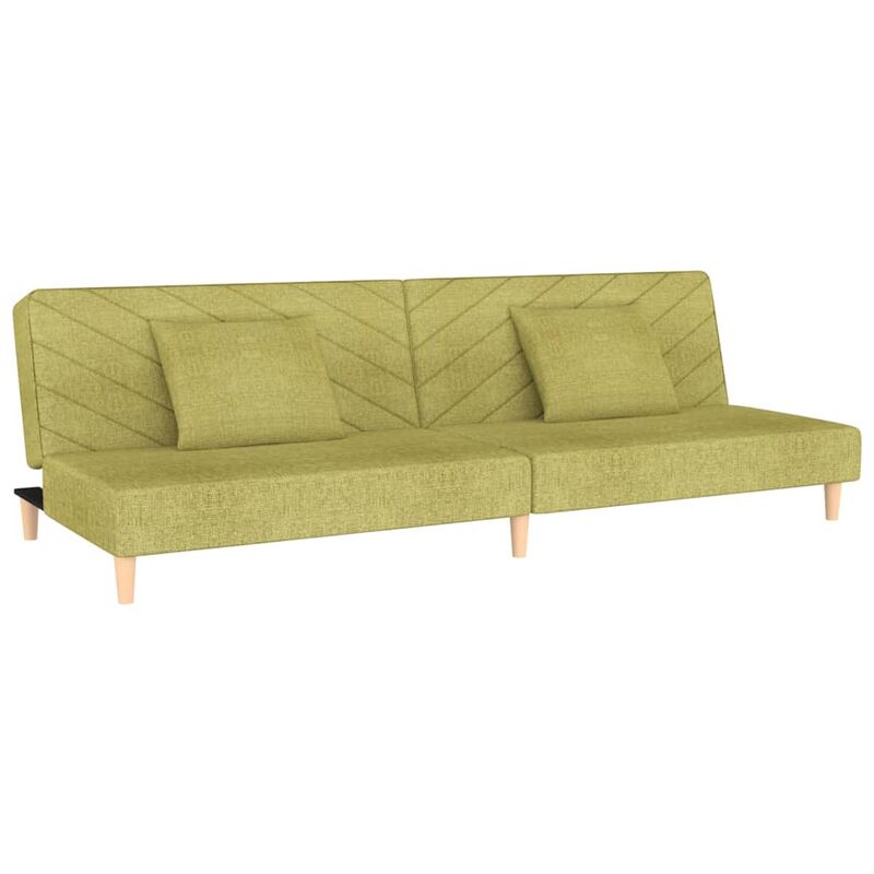 Canapé-lit à 2 places avec deux oreillers Tissu Vert