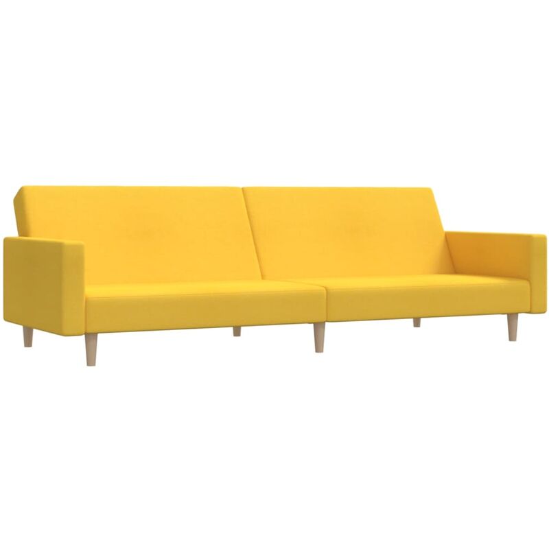 Canapé-lit à 2 places Tissu Jaune