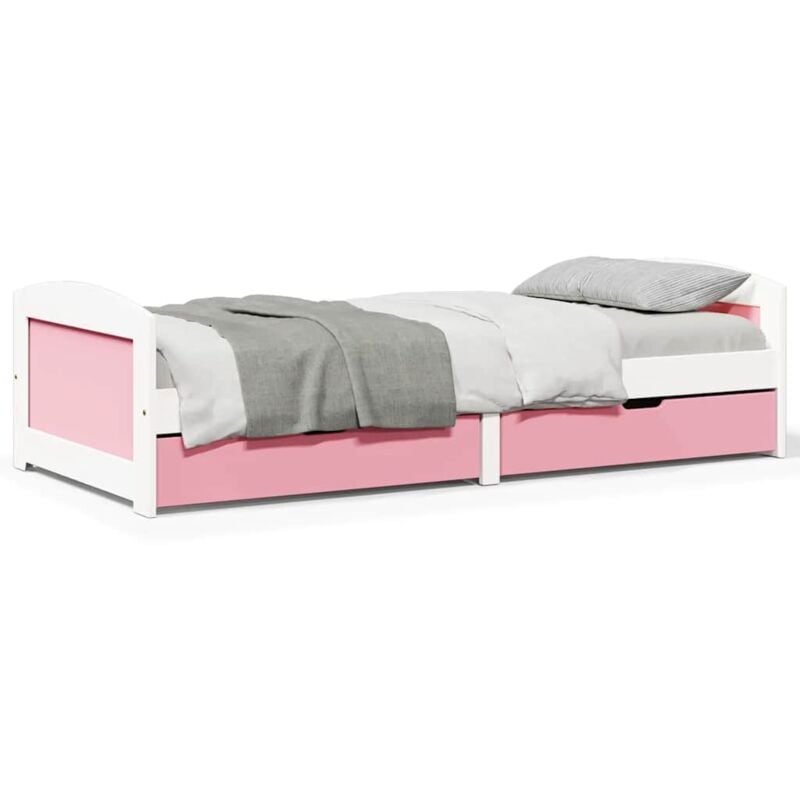 Lit de jour et 2 tiroirs sans matelas irun blanc rose 90x200 cm Vidaxl