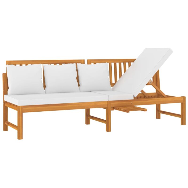 Lit de jour avec coussin crème 200x60x75cm Bois d'acacia solide Vidaxl Crème