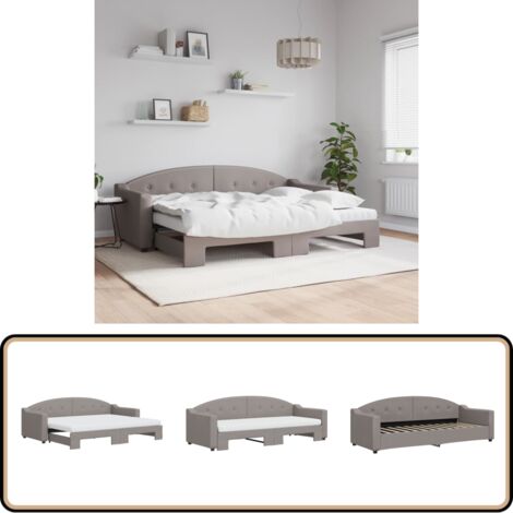Lit de jour avec gigogne et matelas taupe 80x200 cm tissu - Canapé Convertible - Lit Gigogne - Lit D'appoint - Literie - Meubles De Salon
