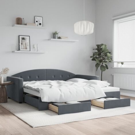 Lit de jour avec gigogne et tiroirs-Canapé-lit avec Rangement sans matelas 100x200 cm 139662