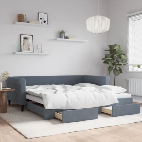 Lit de jour avec gigogne et tiroirs-Canapé-lit avec Rangement sans matelas 100x200 cm 354523